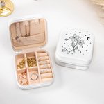 Personalisierte Zodiac Geburt Blume Schmuckkasten Travel Case mit Namen Geburtstag Brautjungfer Geschenk für Frauen Mädchen