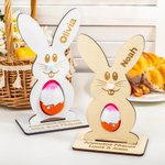 Porte-Oeufs Lapin de Pâques Personnalisé avec Nom Gravé Cadeau de Décoration de Pâques pour Enfant