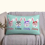 Personalisierte 1-8 Cute Bunny Multi-Color Throw Pillow Cover mit Namen Ostern Geburtstag Geschenk für Familie