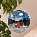 Henkilökohtainen Fur Mama tai Papa Pyöreä akryyli roikkuu Ornamentti kanssa Night Starry Sky Tausta Joulu Syntymäpäivälahja Dog Loverille