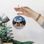 Ornement suspendu rond en acrylique avec fond de ciel étoilé Cadeau d'anniversaire de Noël pour les amoureux des chiens