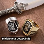 Bague de Signet Personnalisée avec Initiale Anneau Anti-Stress Fait à la Main Style Rétro Retournement de Monogrammes Cadeau Anniversaire pour Homme