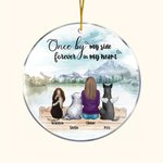 Personalizzato Once by My Side Forever in My Heart Ornamento da appendere in acrilico rotondo Regalo di Natale e di compleanno per gli amanti dei cani