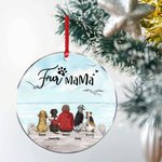 Personalized Fur Mama or Papa Round Acrylic Hanging Ornament with Seagull Background Christmas Birthday Gift for Dog Lover