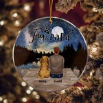 Henkilökohtainen Fur Mama tai Papa Pyöreä akryyli roikkuu Ornamentti kanssa Night Starry Sky Tausta Joulu Syntymäpäivälahja Dog Loverille