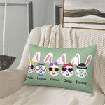 Personalisierte 1-8 Cute Bunny Multi-Color Throw Pillow Cover mit Namen Ostern Geburtstag Geschenk für Familie