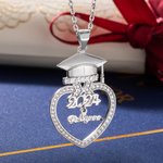 Personalized Graduation Cap Heart Zircon Necklace Bracelet with Name Class of 2024 Graduation Gift for Her
