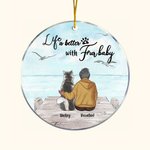 Personalisierte Leben ist besser mit Fell Baby Runde Acryl hängenden Ornament mit Möwe Hintergrund Weihnachten Geburtstag Geschenk für Hundeliebhaber