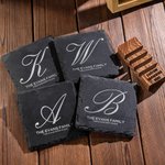 Gepersonaliseerde Initial Leisteen onderzetter met tekst Eettafel Decor Housewarming Gift voor echtpaar Familie