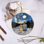 Henkilökohtainen Fur Mama tai Papa Pyöreä akryyli roikkuu Ornamentti kanssa Night Starry Sky Tausta Joulu Syntymäpäivälahja Dog Loverille