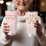 Personalisierte Happy Bee 30oz Becher mit 2-10 Namen Muttertag Geburtstag Geschenk für Mama Oma