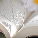 Personalised Graceful Birth Flower Book Necklace Birthday Anniversary Gift for Book Lover Teacher