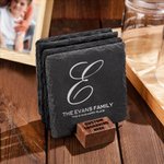 Gepersonaliseerde Initial Leisteen onderzetter met tekst Eettafel Decor Housewarming Gift voor echtpaar Familie