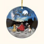 Henkilökohtainen Fur Mama tai Papa Pyöreä akryyli roikkuu Ornamentti kanssa Night Starry Sky Tausta Joulu Syntymäpäivälahja Dog Loverille