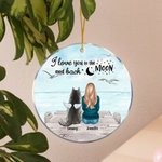 Personalized I Love You to the Moon and Back Round Acrylic Hanging Ornament with Seagull Background Christmas Birthday Gift for Dog Lover