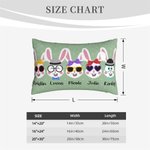 Personalisierte 1-8 Cute Bunny Multi-Color Throw Pillow Cover mit Namen Ostern Geburtstag Geschenk für Familie