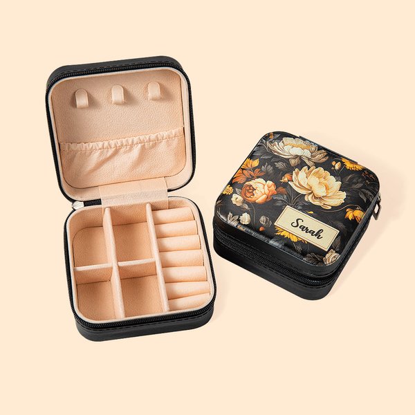 Boîte à Bijoux Personnalisée avec Nom et Fleur de Naissance Cadeau Anniversaire Fête des Mères pour Femme