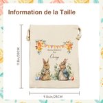Sac à Cordon Personnalisé avec Nom Jardin de Lapin Cadeau de Pâques pour Enfant