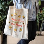 Borsa in tela personalizzata Bee Happy con 2-15 nomi Regalo di compleanno per la festa della mamma per lei