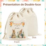Sac à Cordon Personnalisé avec Nom Jardin de Lapin Cadeau de Pâques pour Enfant
