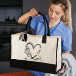 Borsa Tote con stetoscopio a cuore personalizzata con nome e fiore Regalo di compleanno di laurea per studente di medicina infermiere