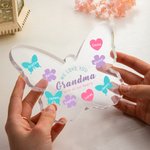 Targa acrilica personalizzata We Love You with All Our Hearts Butterfly con nome e testo incisi Festa della mamma Regalo di compleanno per la nonna ma