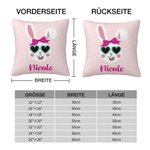 Personalisierter Kissenbezug Kissenhülle mit Niedliche Kaninchen und Namen Bunte Haus Deko Ostern Geschenk für Kinder