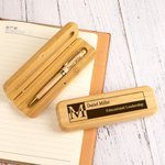 Personalisierte hölzerne Kugelschreiber Fall Set mit eingraviertem Initial und Text Geburtstag Büro Geschenk für Chef Coworker