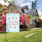 Personalisierte Bee Happy Garden Flag mit 2-15 Namen Muttertag Geburtstag Geschenk für Mama Großeltern