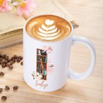 Tazza da caffè in ceramica personalizzata con nome e cognome per l'insegnante, l'amante dei libri, il bibliotecario e la festa della mamma.