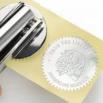 Personalised Gothic Skull & Flower From the Library of Hand Held Book Embosser Stamp Set with Name Birthday Gift for Book Lover