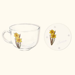 Personalised Birth Flower 16oz Mug and Coaster with Name Birthday Mother's Day Gift for Her