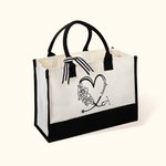 Borsa Tote con stetoscopio a cuore personalizzata con nome e fiore Regalo di compleanno di laurea per studente di medicina infermiere