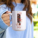 Tazza da caffè in ceramica personalizzata con nome e cognome per l'insegnante, l'amante dei libri, il bibliotecario e la festa della mamma.