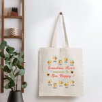 Borsa in tela personalizzata Bee Happy con 2-15 nomi Regalo di compleanno per la festa della mamma per lei