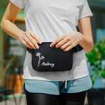 Personalizado Nacimiento Flor Bolsa de cintura impermeable ajustable con nombre Regalo de cumpleaños para las mujeres