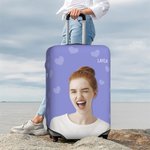Personalized Multicolour Character Photo Luggage Cover with Name Fits 18-32 Inches Suitcase Birthday Travel Accessories Gift for Travel Lover