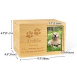 Personalised Paw Print Wooden Pet Cremation Urn Ash Box with Photo and Engraved Text Memorial Sympathy Gift for Pet Owners Lovers