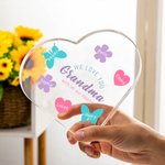 Personalisierte We Love You Heart-Shaped Acryl Plaque mit eingraviertem Namen und Text Muttertag Geburtstag Geschenk für Frauen