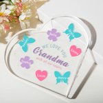 Personalisierte We Love You Heart-Shaped Acryl Plaque mit eingraviertem Namen und Text Muttertag Geburtstag Geschenk für Frauen