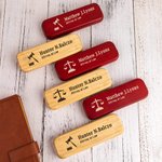 Personalisierte hölzerne gravierte Kugelschreiber Fall Set mit Skala der Gerechtigkeit oder Richter Gavel Logo Geburtstag Graduierung Geschenk für Jur