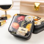Personalisierte tragbare Geburt Blume PU-Leder-Schmuck-Box mit Namen Geburtstag Jahrestag Muttertag Geschenk für sie