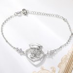 Personalized Graduation Cap Heart Zircon Bracelet with Name for Class of 2024 Graduation Gift for Her