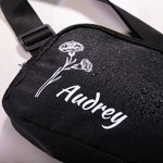 Personalizado Nacimiento Flor Bolsa de cintura impermeable ajustable con nombre Regalo de cumpleaños para las mujeres
