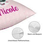 Personalisierter Kissenbezug Kissenhülle mit Niedliche Kaninchen und Namen Bunte Haus Deko Ostern Geschenk für Kinder