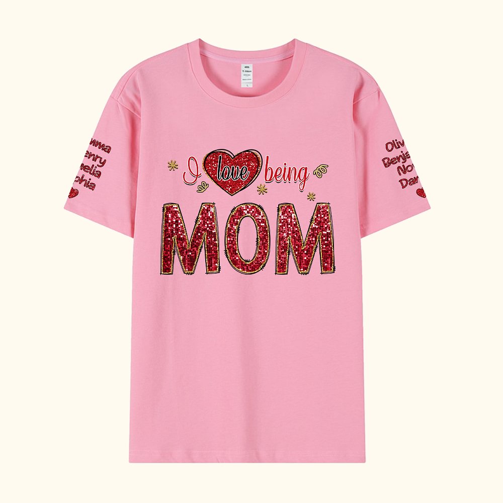 T-Shirt Sweatshirt Personnalisé avec Titre en Paillettes et 1-14 Prénoms Cadeau Fête des Mères pour Maman Grand-Mère