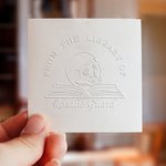 Personalised Gothic Skull & Flower From the Library of Hand Held Book Embosser Stamp Set with Name Birthday Gift for Book Lover