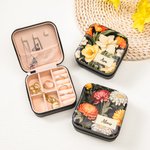 Personalisierte tragbare Geburt Blume PU-Leder-Schmuck-Box mit Namen Geburtstag Jahrestag Muttertag Geschenk für sie