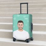 Personalized Multicolour Character Photo Luggage Cover with Name Fits 18-32 Inches Suitcase Birthday Travel Accessories Gift for Travel Lover
