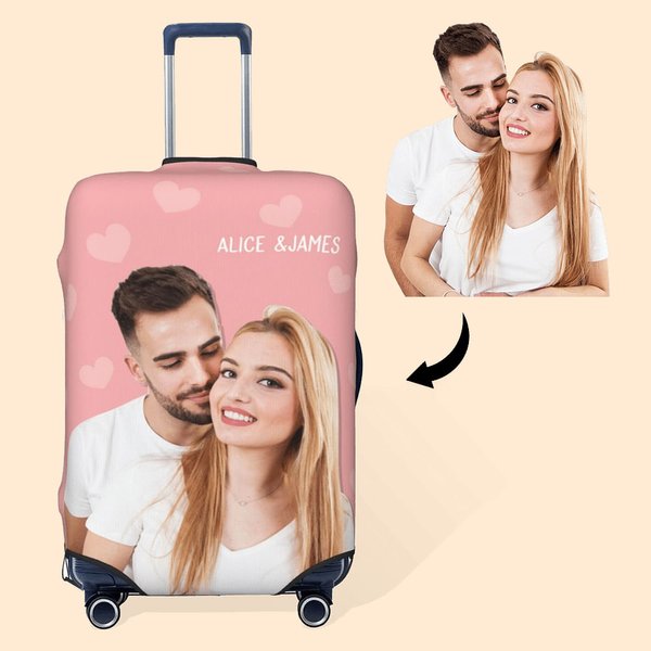 Multicolor Character Photo Luggage Cover with Name